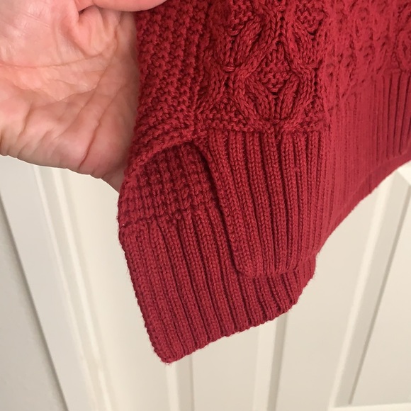 Jeanne Pierre Womens Cotton Textured Sweater Fall Red - Picture 4 of 8